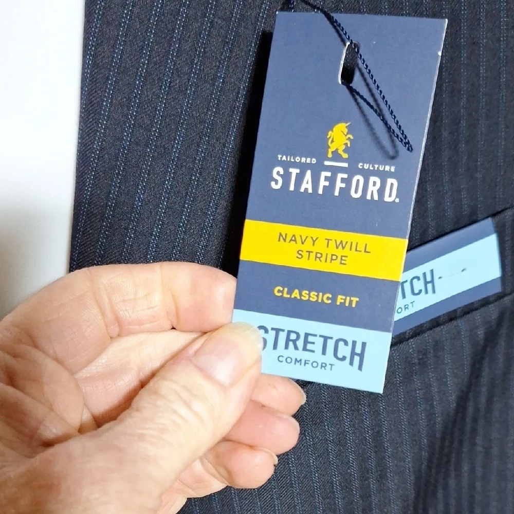 Stafford Navy Twill Wool Blend Mens Suit Jacket